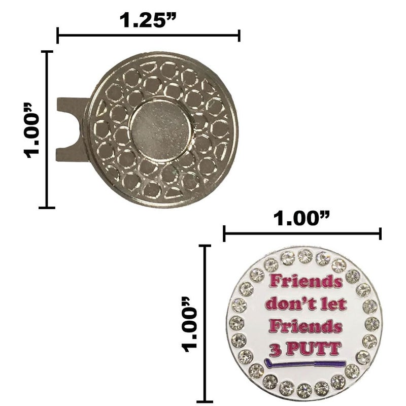 Giggle Golf Bling Golf Ball Marker with Magnetic Hat Clip â€“ Friends Donâ€™t Let Friends 3 Putt Sparkly Marker for Women Golfers â€“ Fun Golf Gift with Organza Bag & Bonus Hand Cream - Image 4